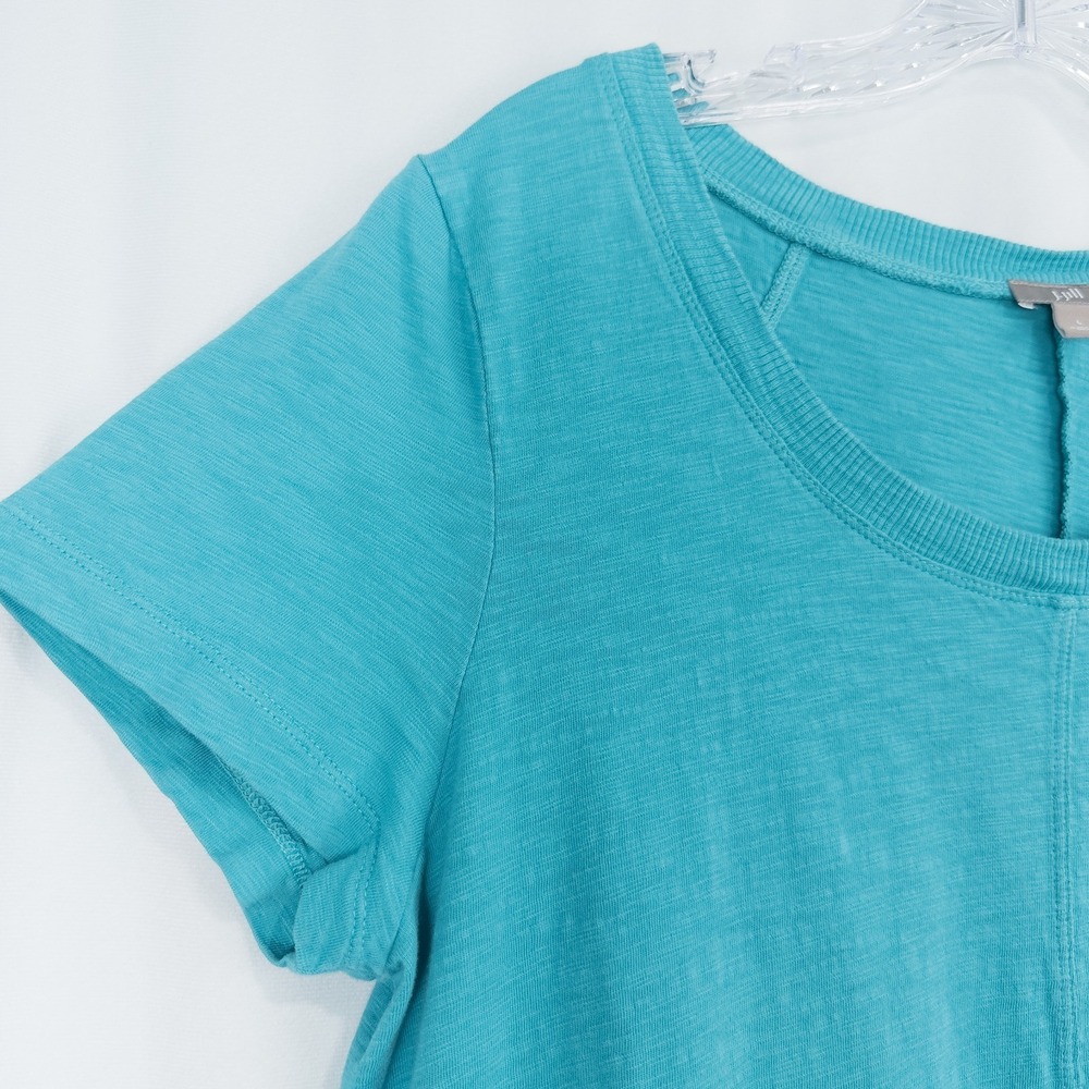 J Jill Cotton Slub Knit Ribbed T Shirt Dress Large Casual Coastal Beach Lounge - Picture 6 of 12